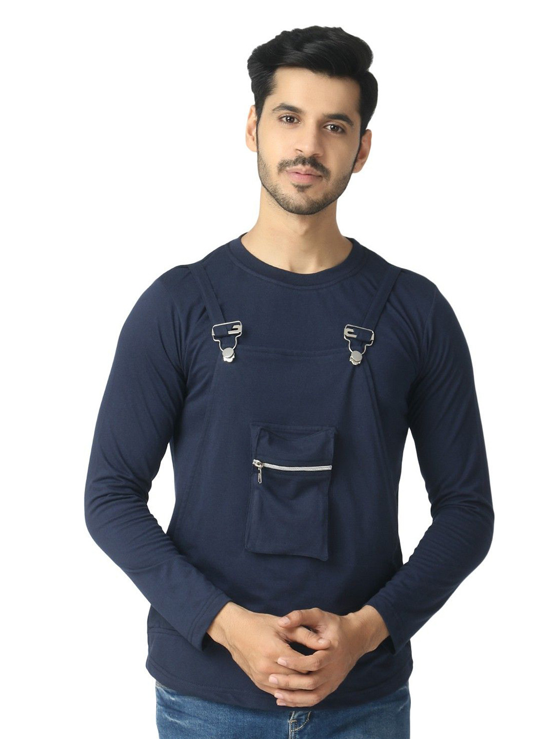 Black Collection Men Solid Round Neck Cotton T-shirt