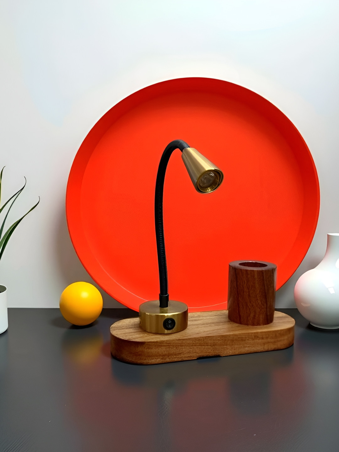 Artica Brown and Black Wooden Rectangle Shaped Table Lamp
