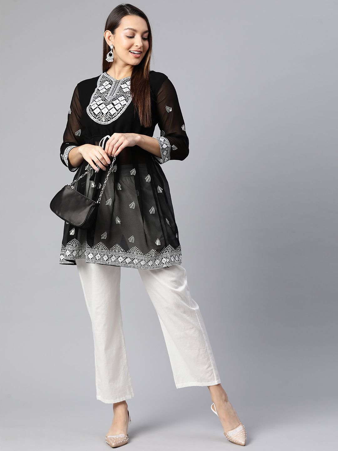 Moda Rapido Ethnic Motifs Embroidered Sequinned PolyesterSequinned Short Kurti