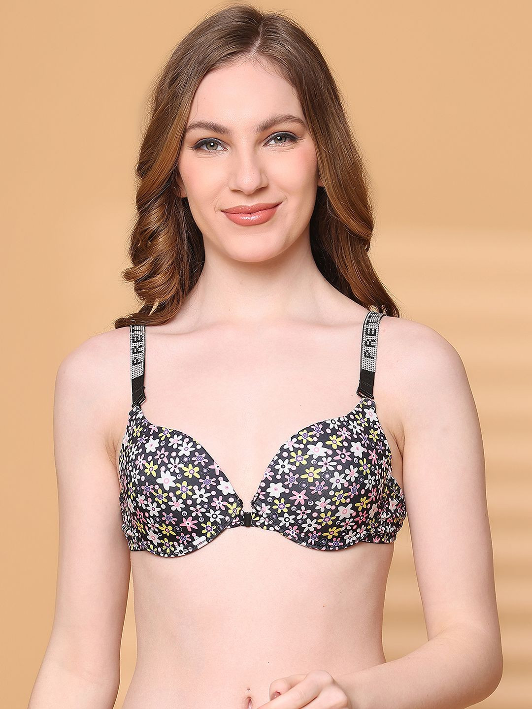 PrettyCat Printed Half Coverage Underwired Lightly Padded Push-Up Bra