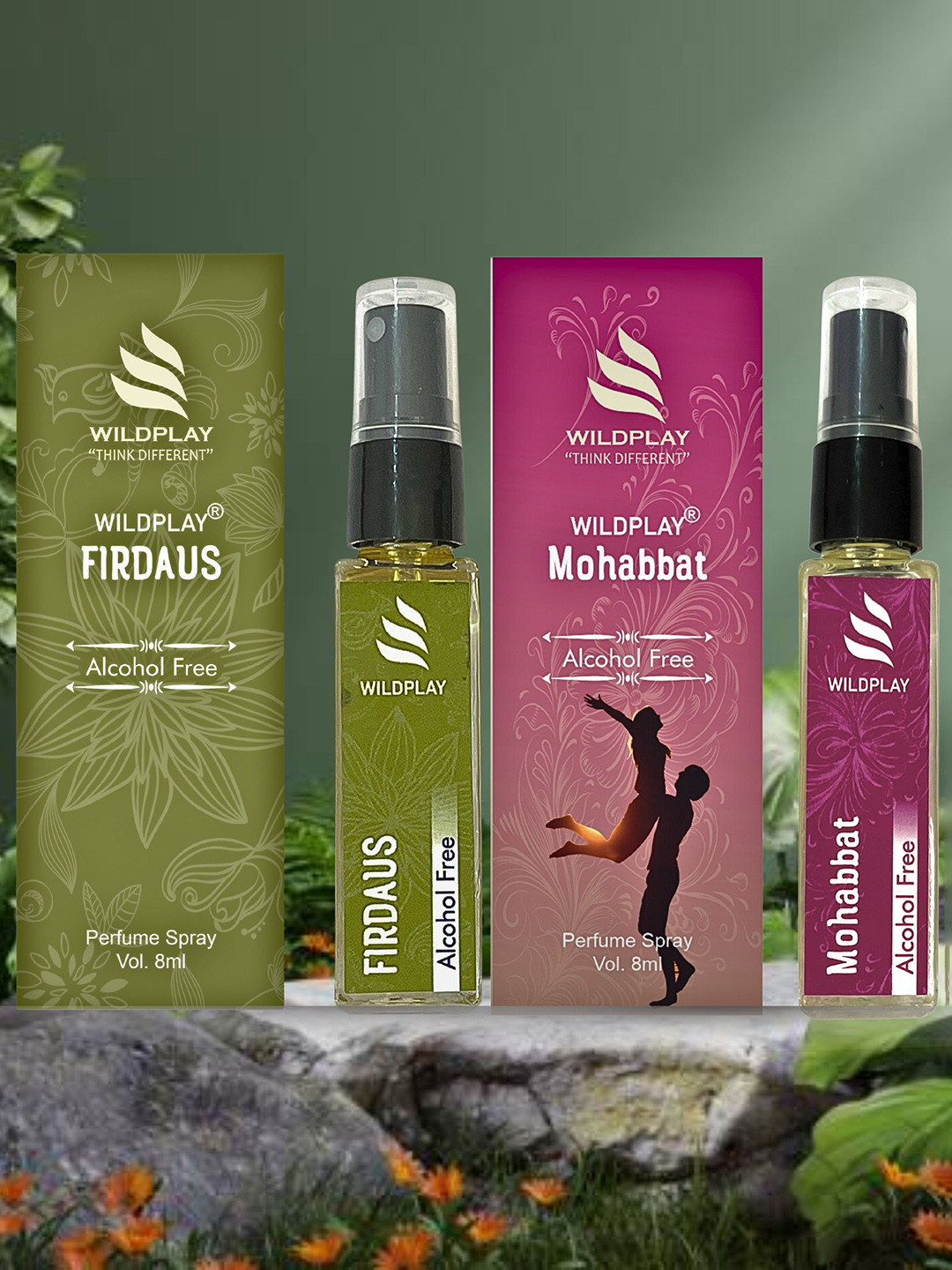 WILDPLAY Set Of 2 Mohabbat & Firdaus Alcohol Free Perfume - 8 ml Each