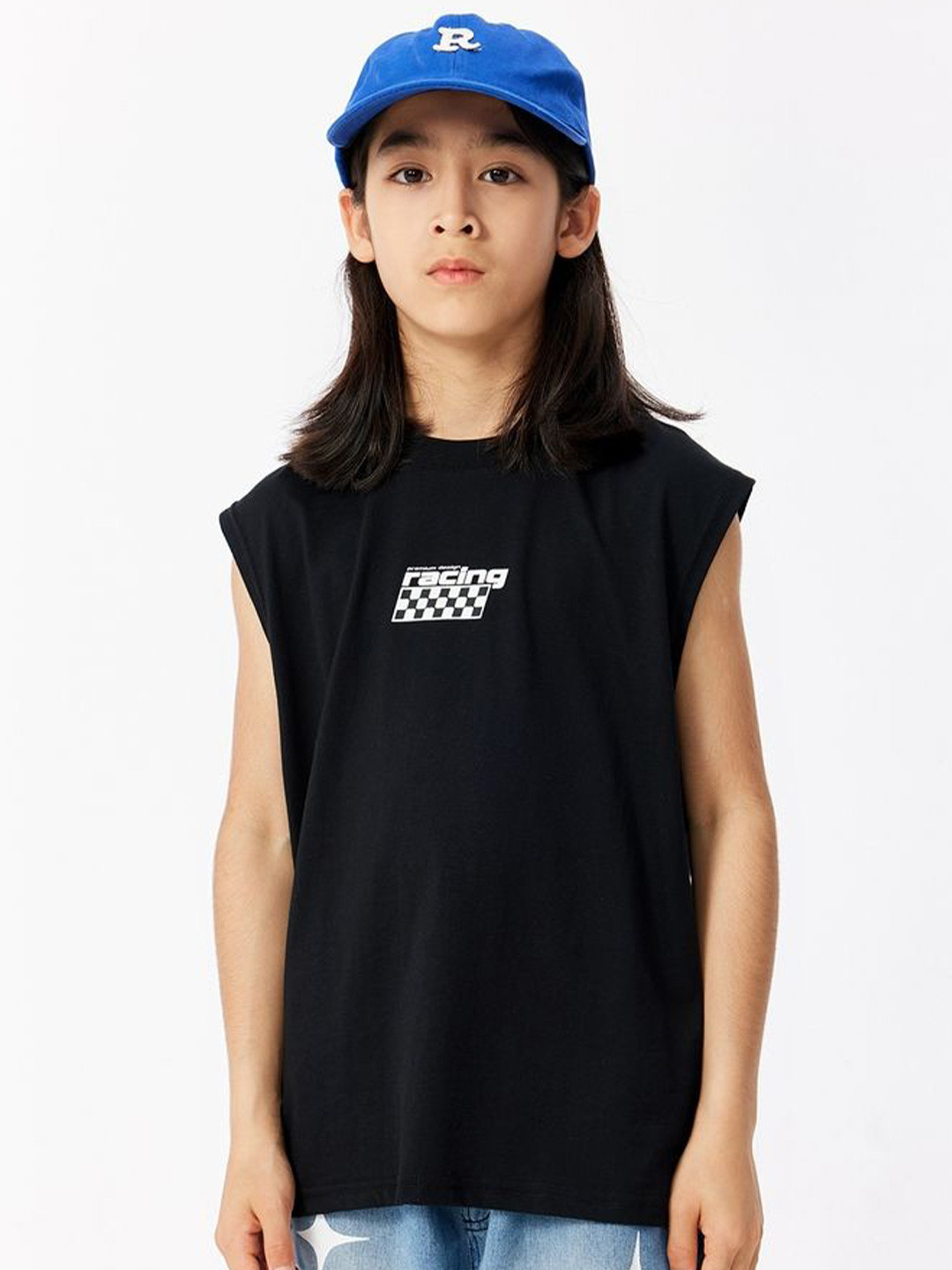 LULU & SKY Girl Graphic Racing Printed Cotton Tank Top