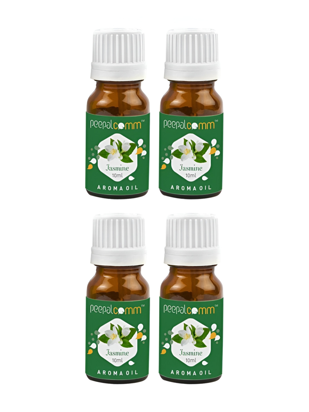 PEEPALCOMM White & Green 4 Pieces Jasmine Aroma Oils - 10 ml Each
