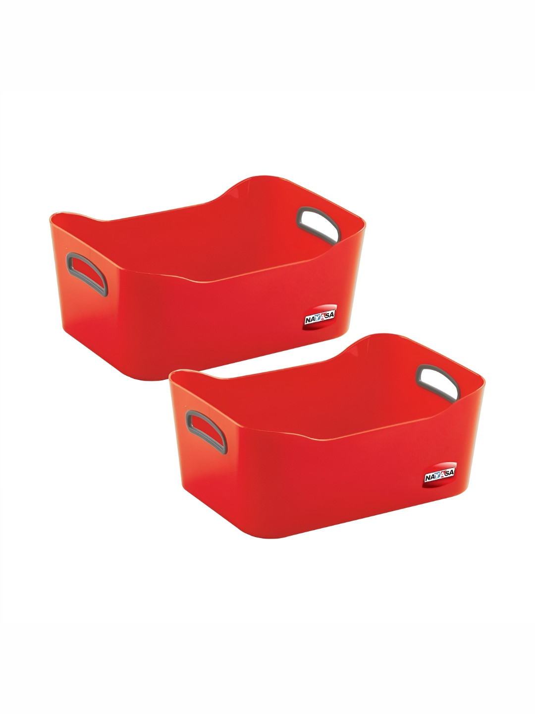 Nayasa Set of 2 Red Passion Plastic Storage Basket