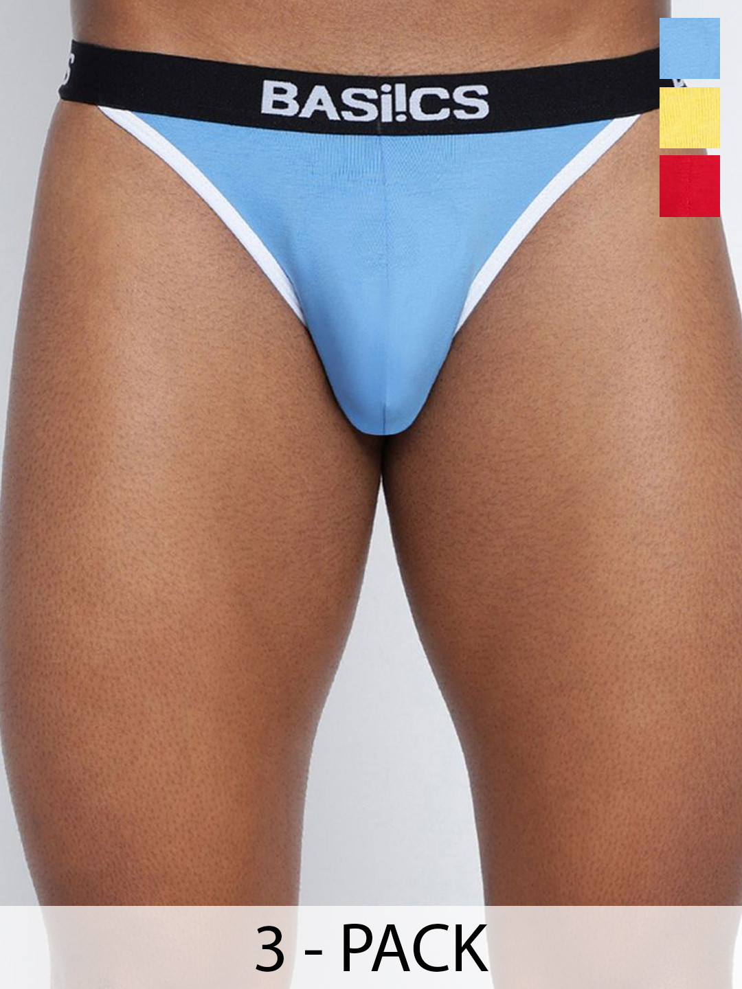 BASIICS by La Intimo Pack Of 3 Thigh High Low Rise Basic Briefs - IBCSBR020C136