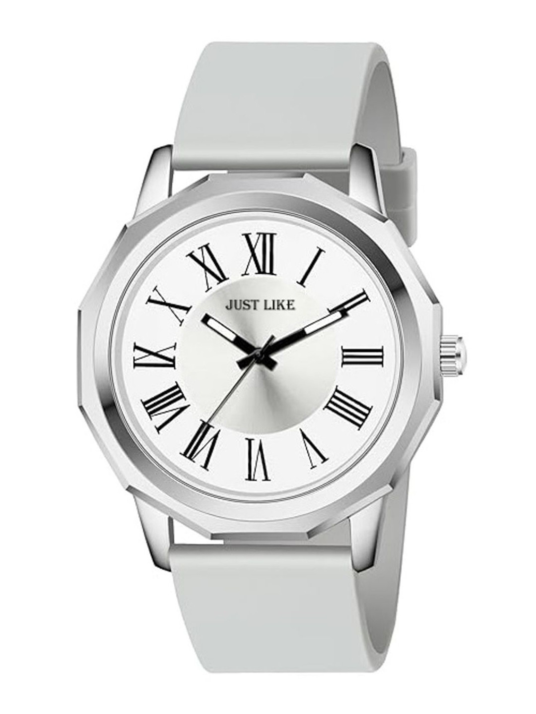 JUST LIKE Men Dial & Straps Analogue Watch 800 Silver dial grey belt