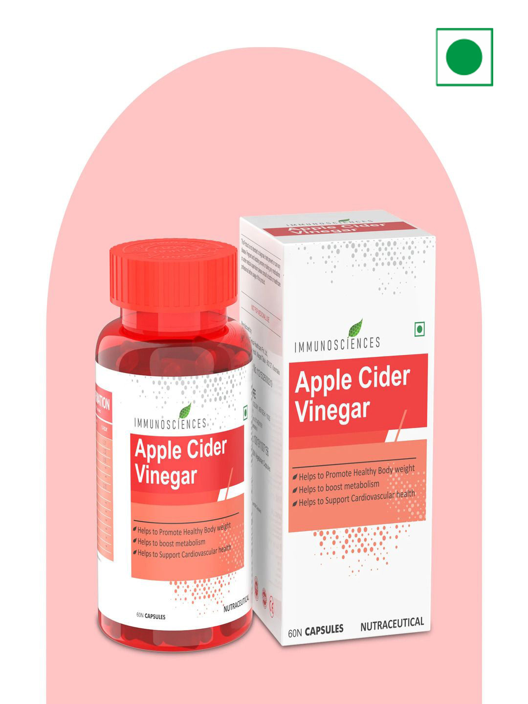 Immunosciences Apple Cider Vinegar Capsules For Digestion & Weight Management  60 Capsules
