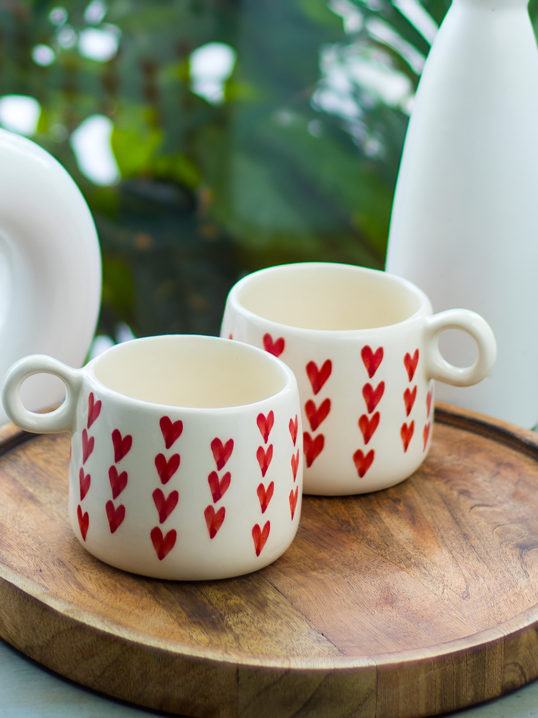 Rare Planet White Conversational Ceramic Handcrafted 2 Piece Mugs-250ml