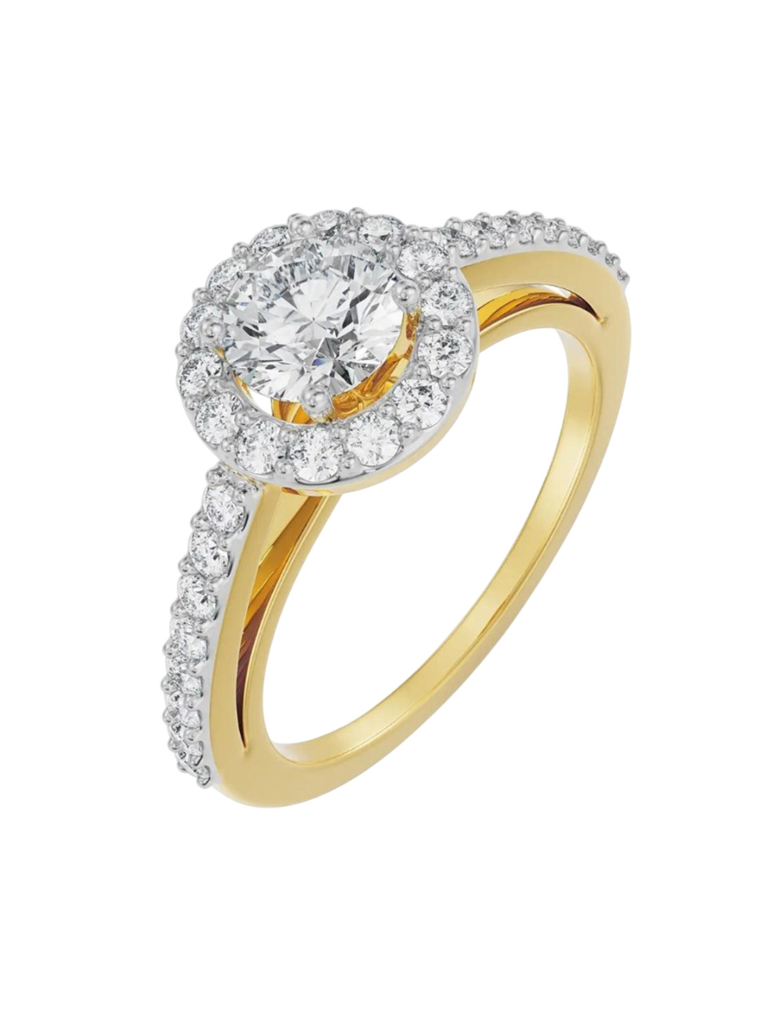 Emori Alisen Round Halo Solitaire Lab Diamond in 14KT Gold Ring