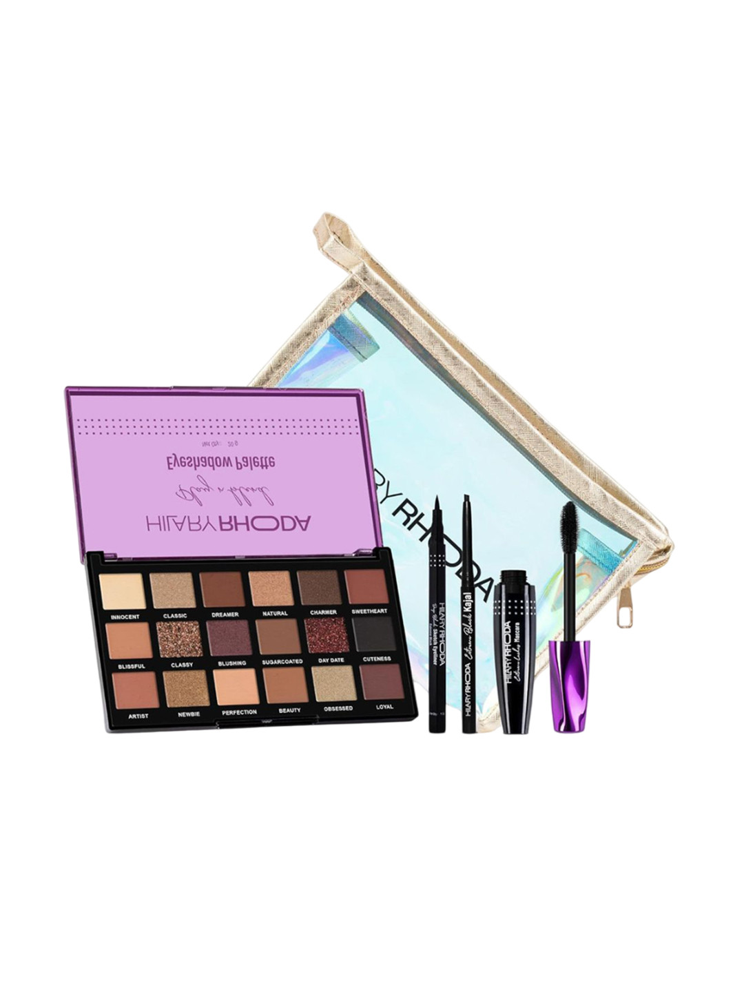 Hilary Rhoda Set Of 4 Mascara, Kajal, Eyeshadow & Eyeliner With Pouch