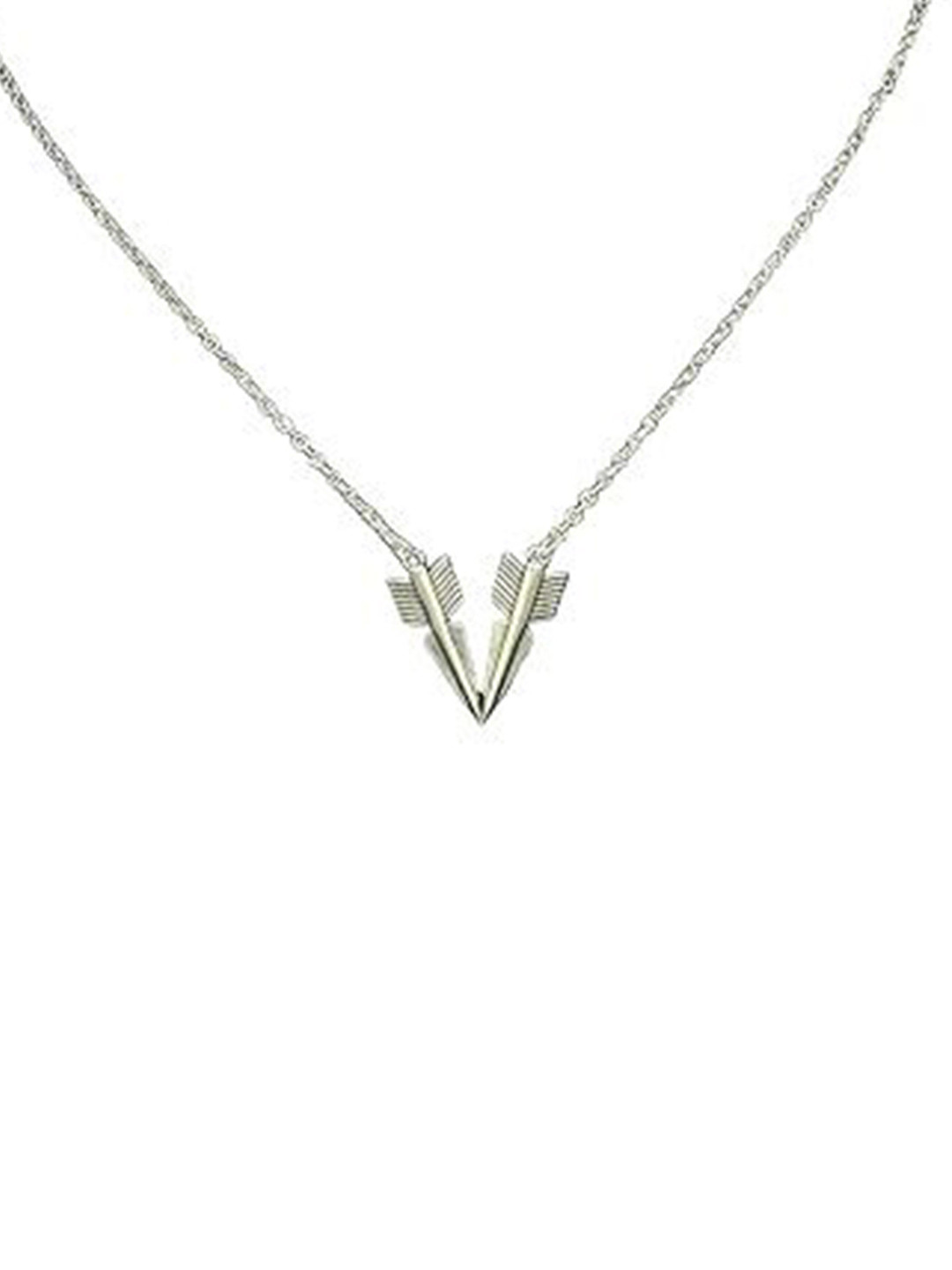 ISHI New York Rhodium-Plated Twin Arrows Necklace