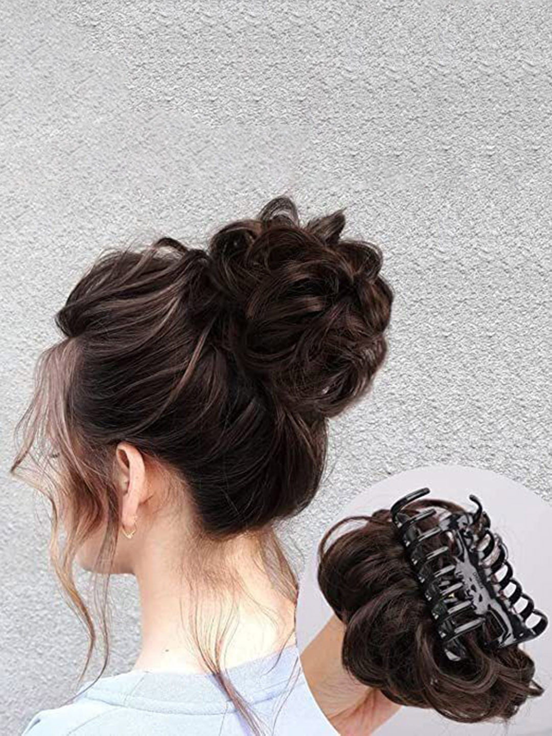 camola deva Clip-In Wavy Bun Hair Extension Brown 5 Inch