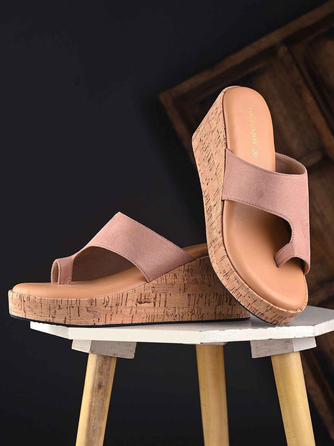 CLOG LONDON Women Open Back Open Toe Wedge Heel Sandals