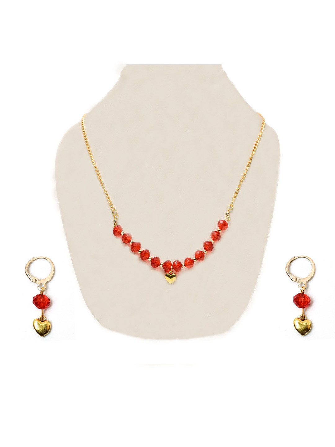 Daizy Heart Shaped Artificial Beaded Necklace & Earrings