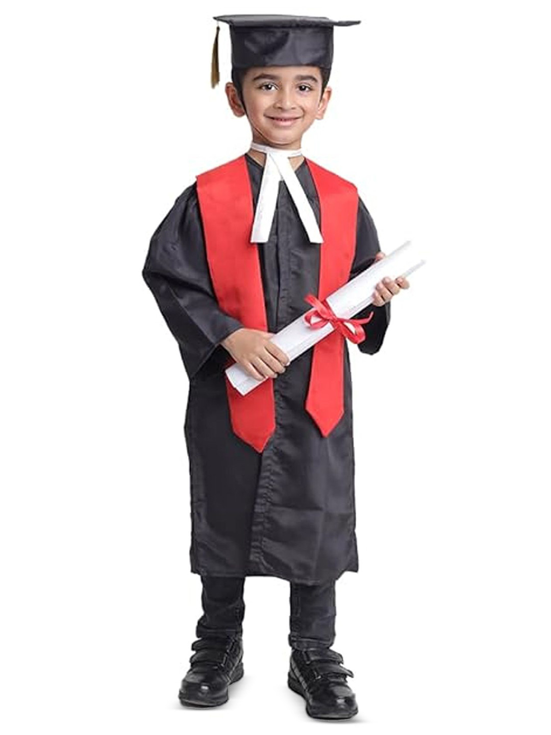 itsmycostume Kids Adorable Little Graduate Costume Black Robe with Red Sash and Hat