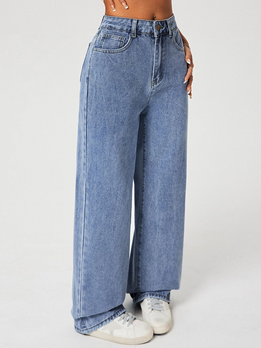 Aadvi Fashion Women Jean Cotton High-Rise Stretchable Flared Jeans - Baggy