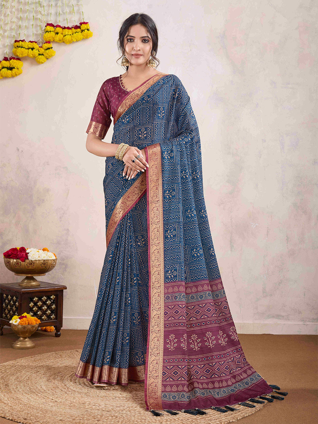 Mitera Dabu Pure Crepe Dabu Saree