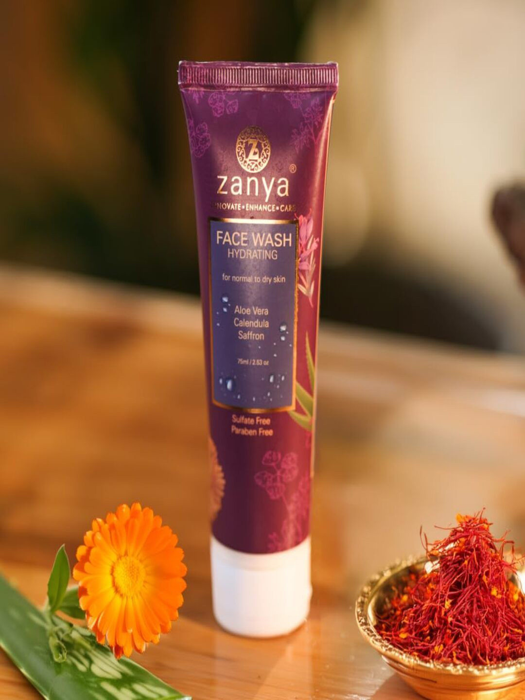 Zanya Hydrating Face Wash For Dry Skin With Aloe Vera & Saffron - 75 ml