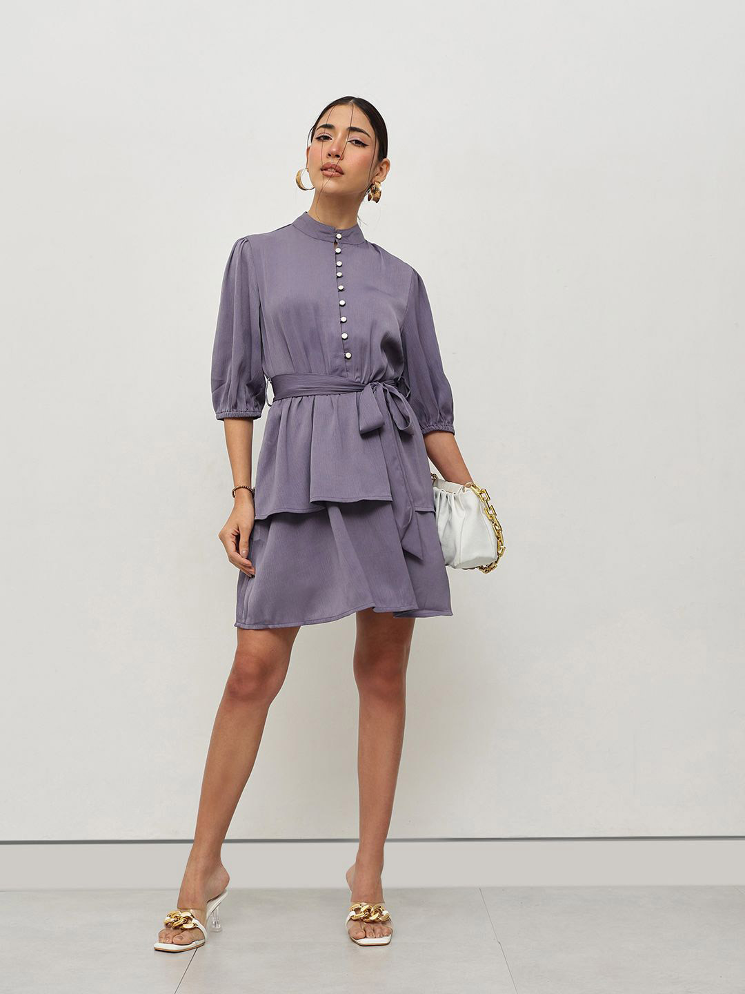 HOUSE OF S Puff Sleeve Above Knee Dress
