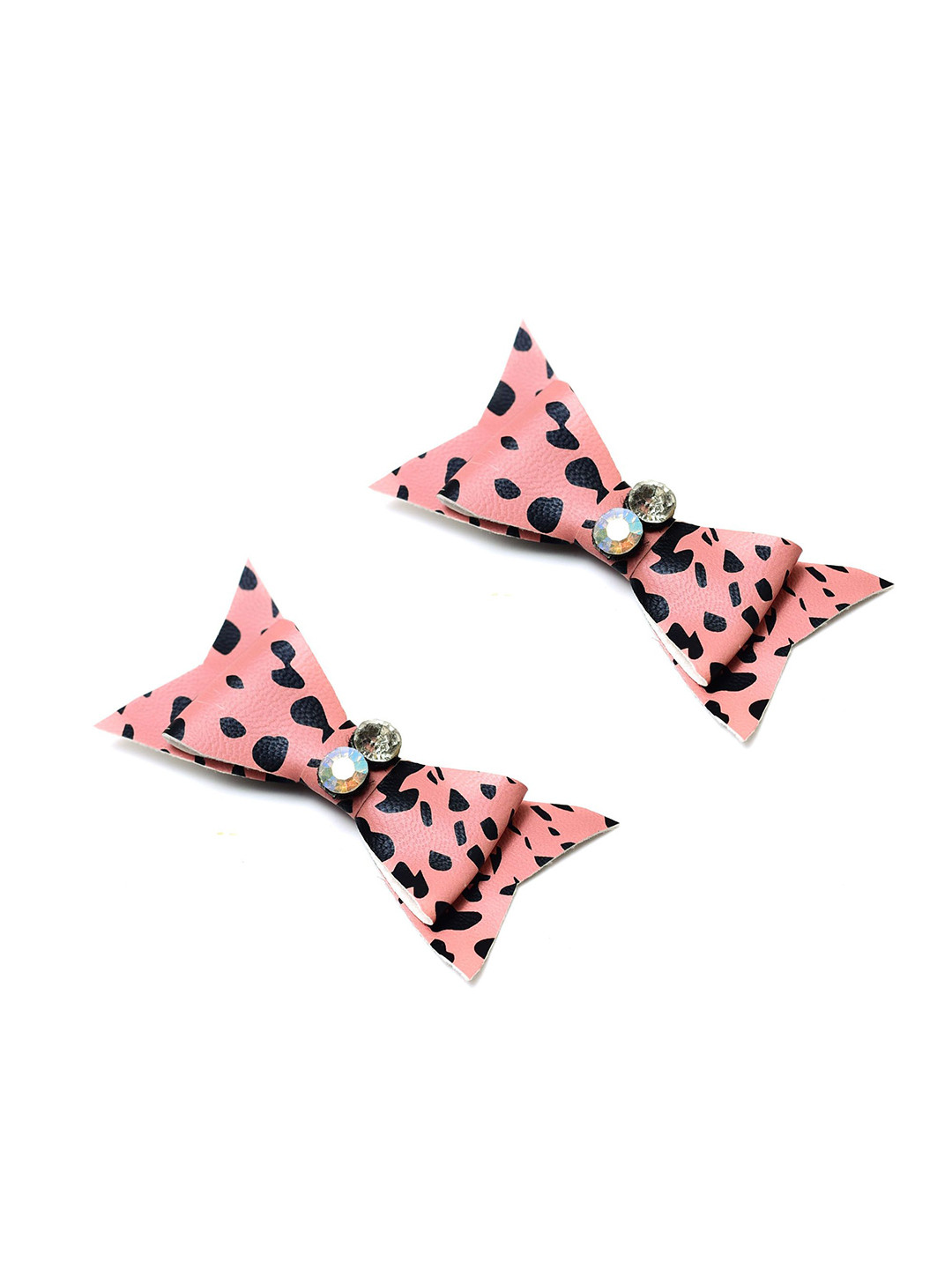 Daizy Girls Set Of 2 Animal Print Bow Hairclip Brown