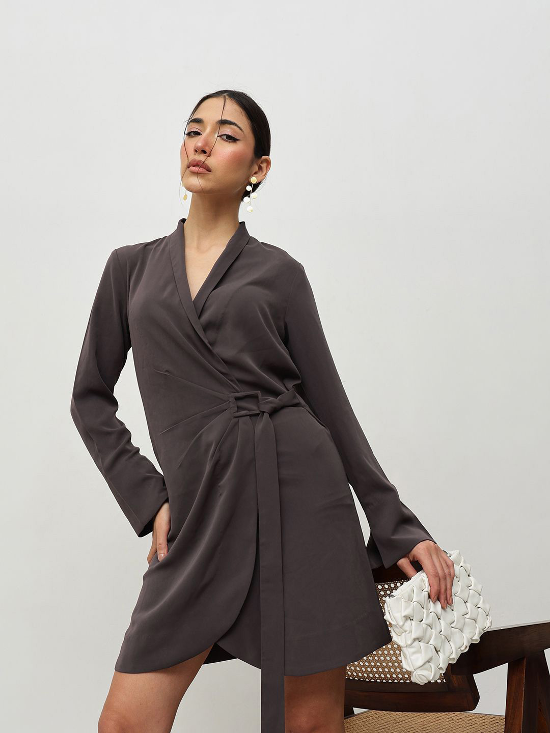 HOUSE OF S Women Wrap Tie-Ups Mini Dress