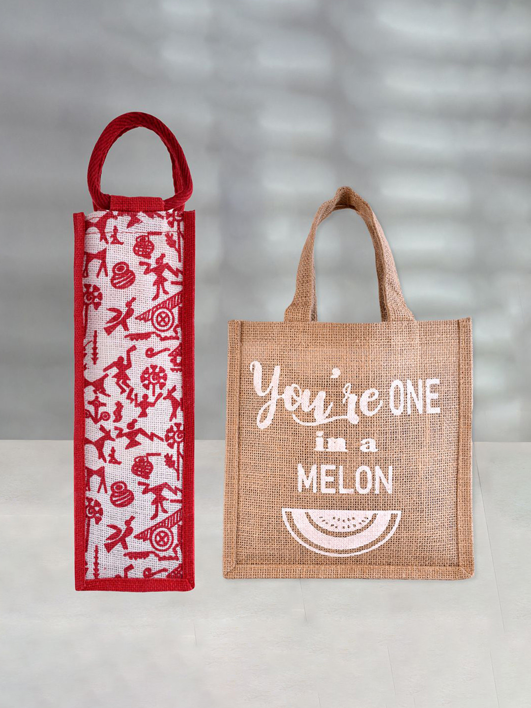 Kuber Industries Set of 2 Printed Carry Lunch & Bottle Bag Combo Set