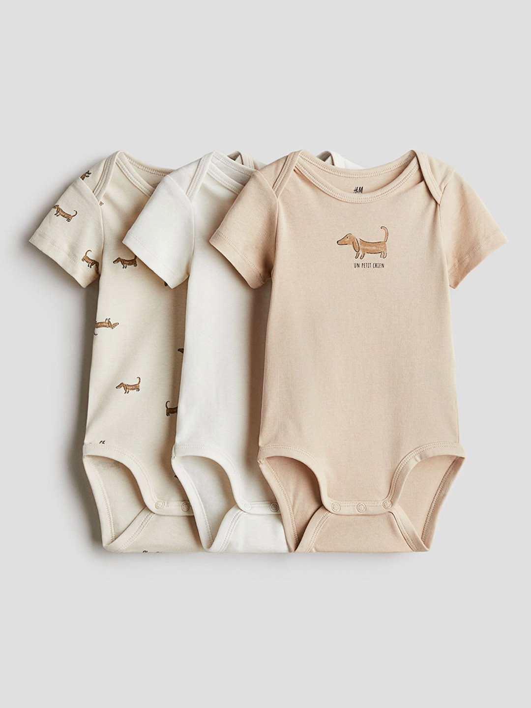 H&M Boys 3-Pack Cotton Envelope-Neck Bodysuits
