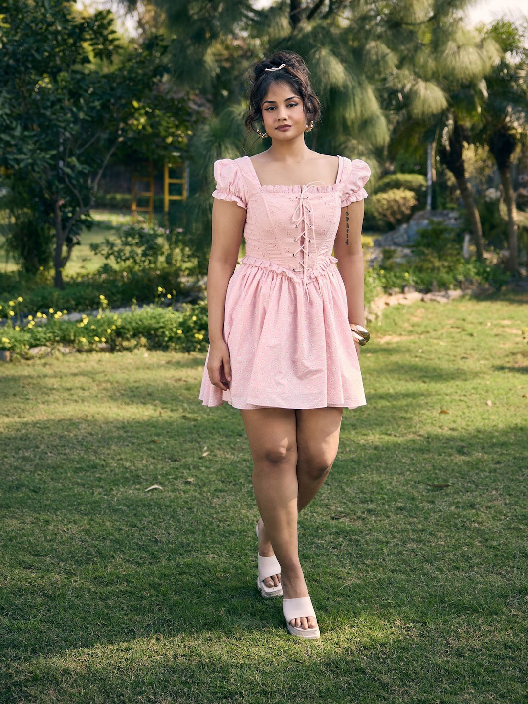 Lea Clothing Co. Women Murial Pastel Pink Mini Dress