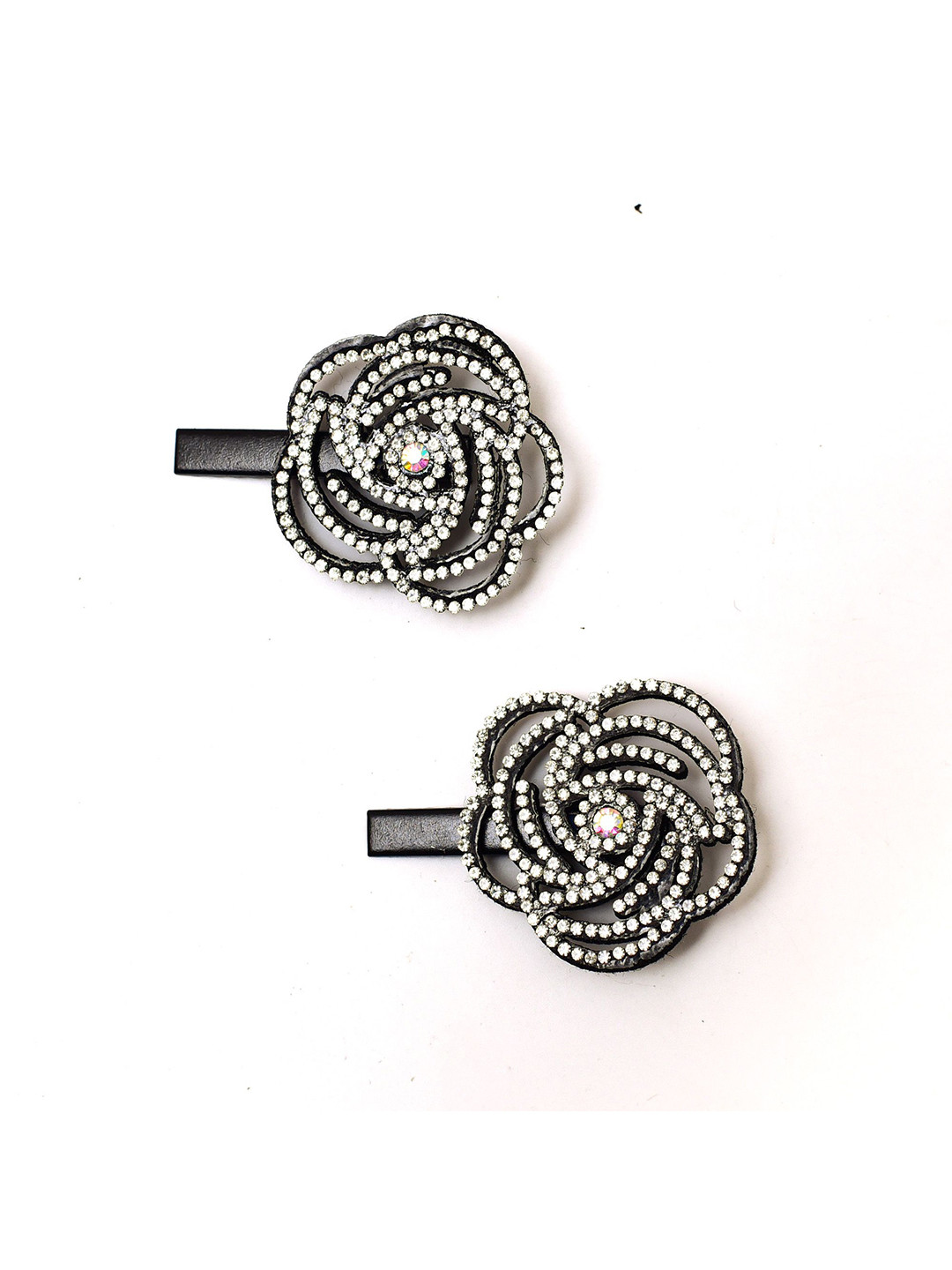 Daizy Girls Set Of 2 Black Embellished Rose Hairclip