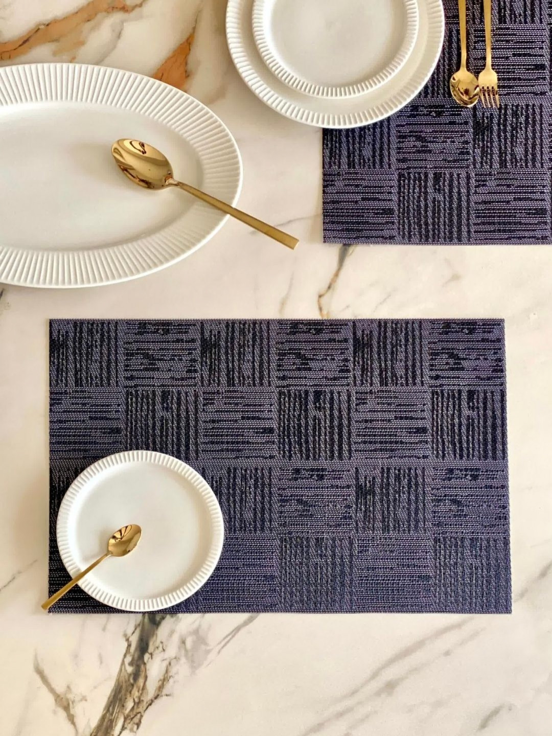 Mason Home Damask Set of 6 Grey Textured Table Placemats