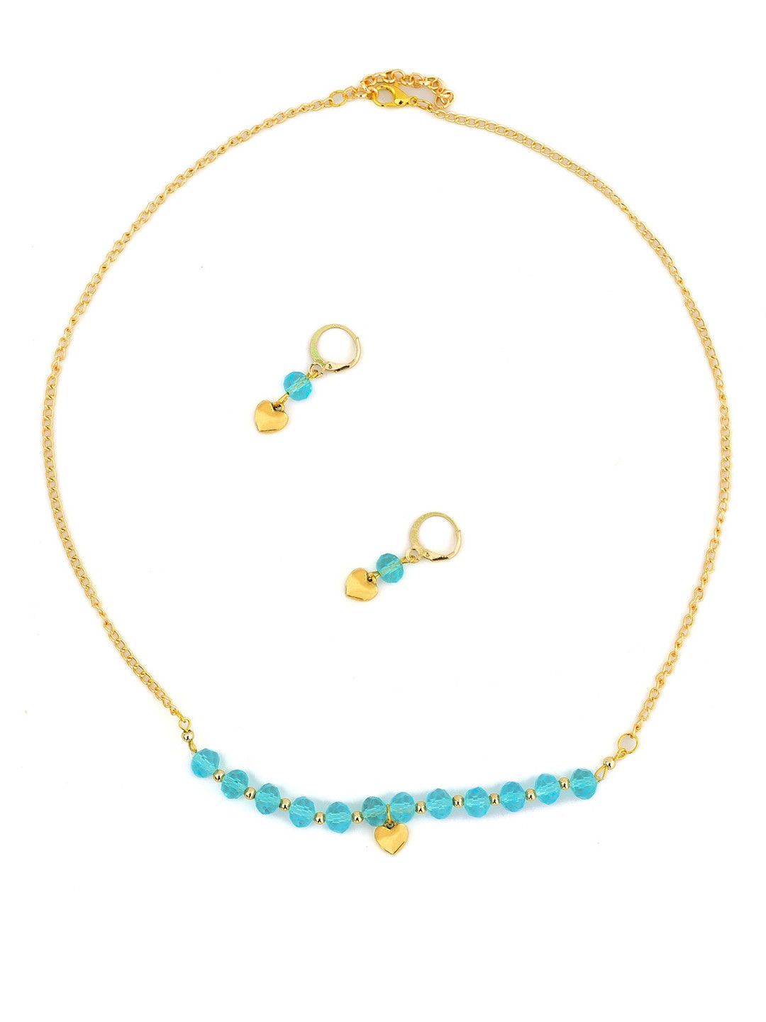 Daizy Gold-Plated  Beads And Heart Necklace Earings Set