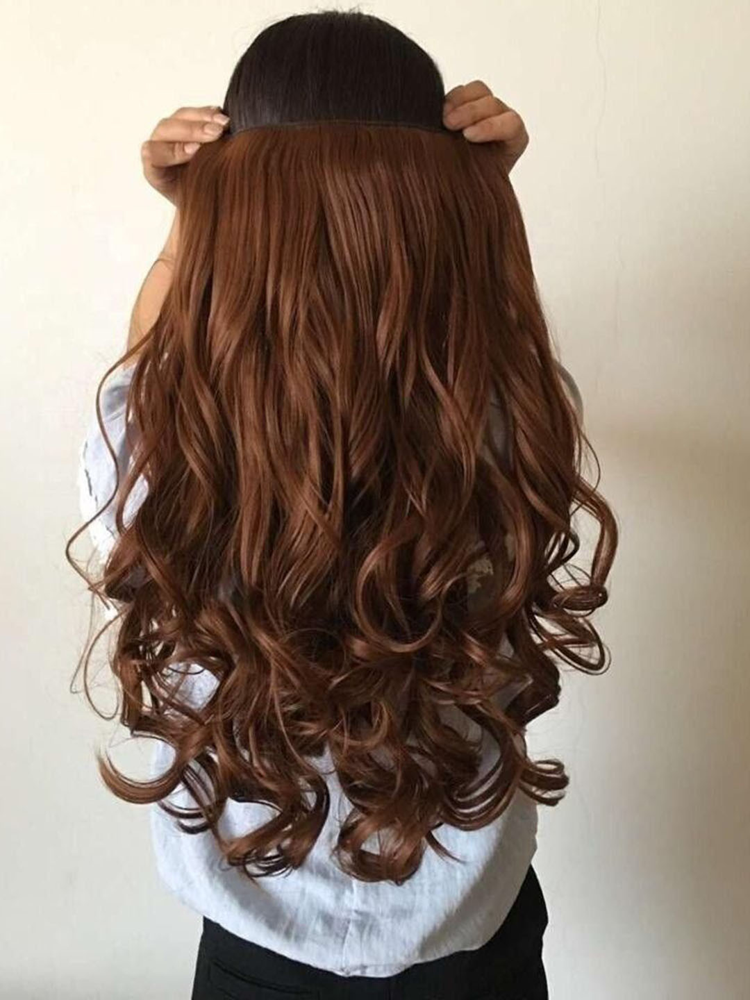 camola deva Clip-In Wavy Scalp Topper Hair Extension - Brown 24 Inch