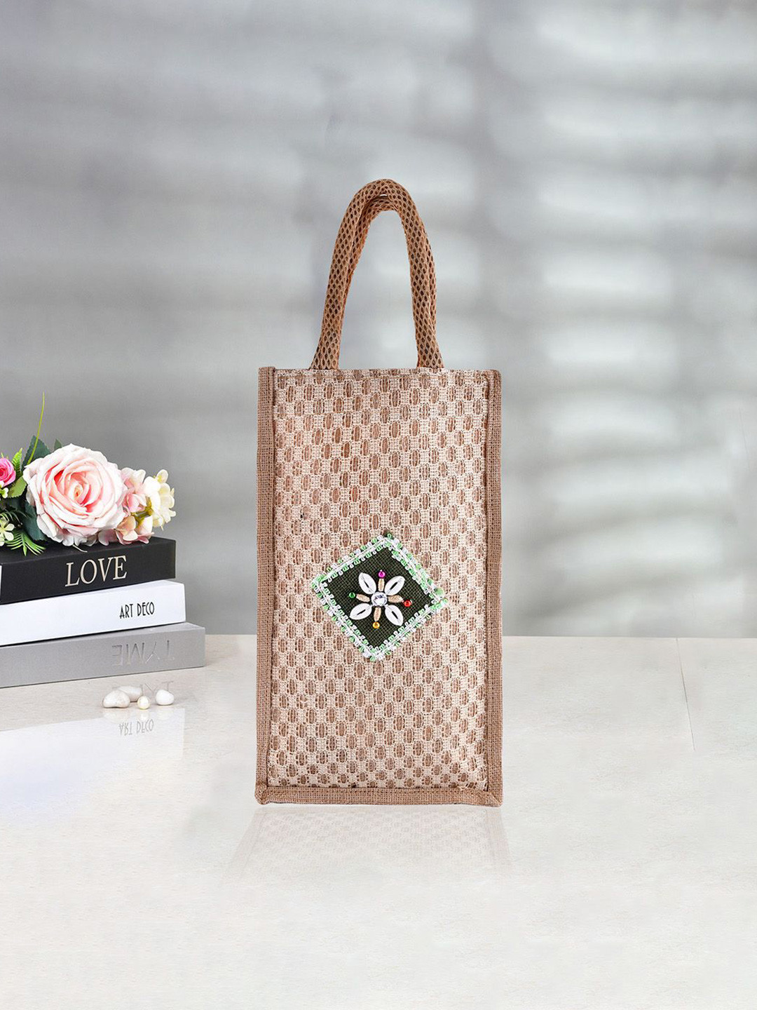 Kuber Industries Textured Lunch Bag For Office With Handle