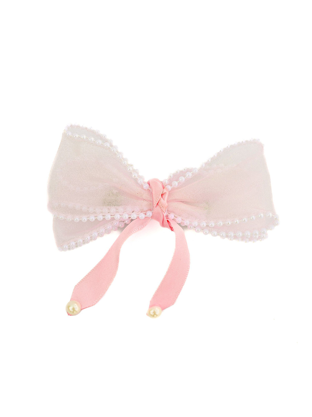 Daizy Girls Pearl Lace Bow Hairclip_Baby pink