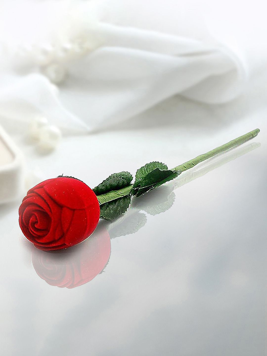 PeoraSilver-Plated Cubic Zirconia Studded Two Tone Finger Ring With Rose Gift Box