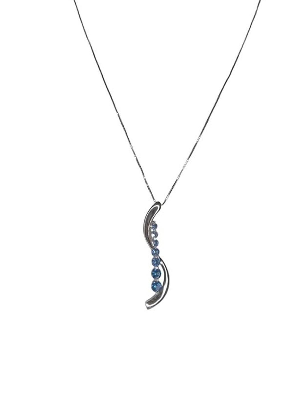 ISHI New York Blue 925 Sterling Silver Seven Chapters CZ Necklace