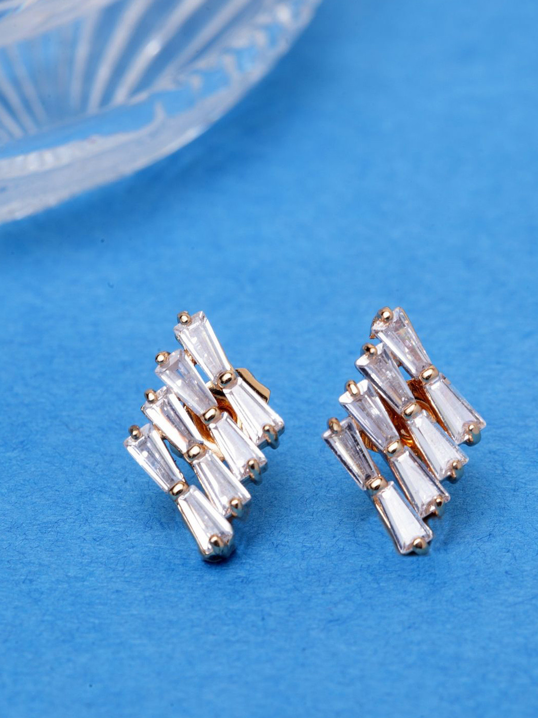 Anouk Gold-Plated American Diamond Geometric Shaped Studs