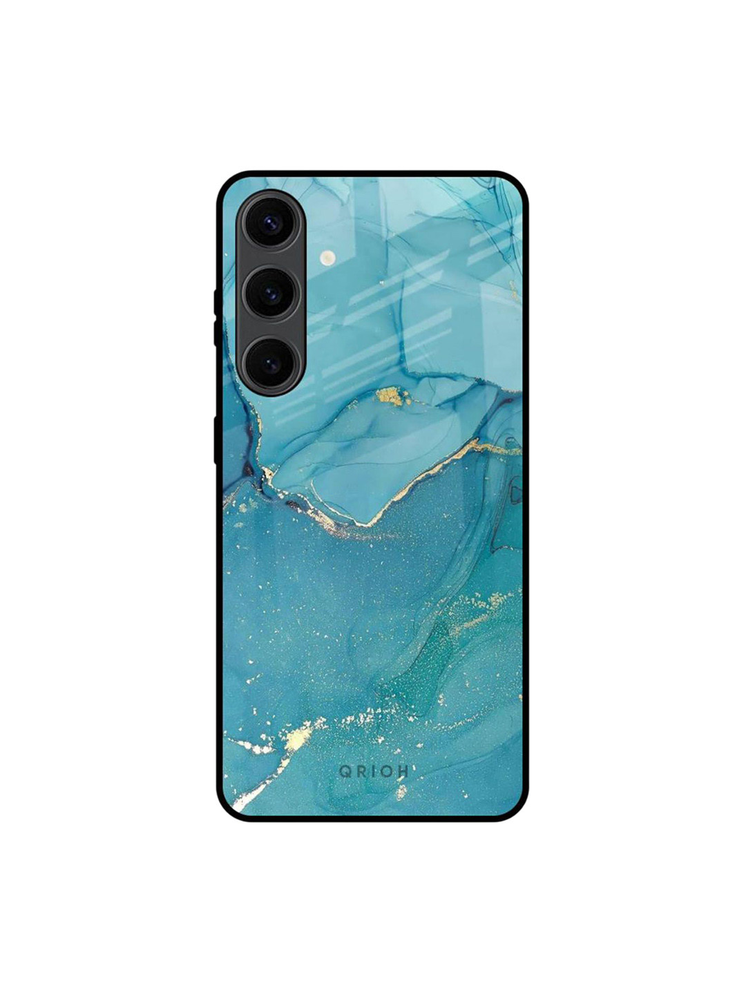 QRIOH Blue Golden Glitter Real Printed Samsung Galaxy S24 Plus Back Case