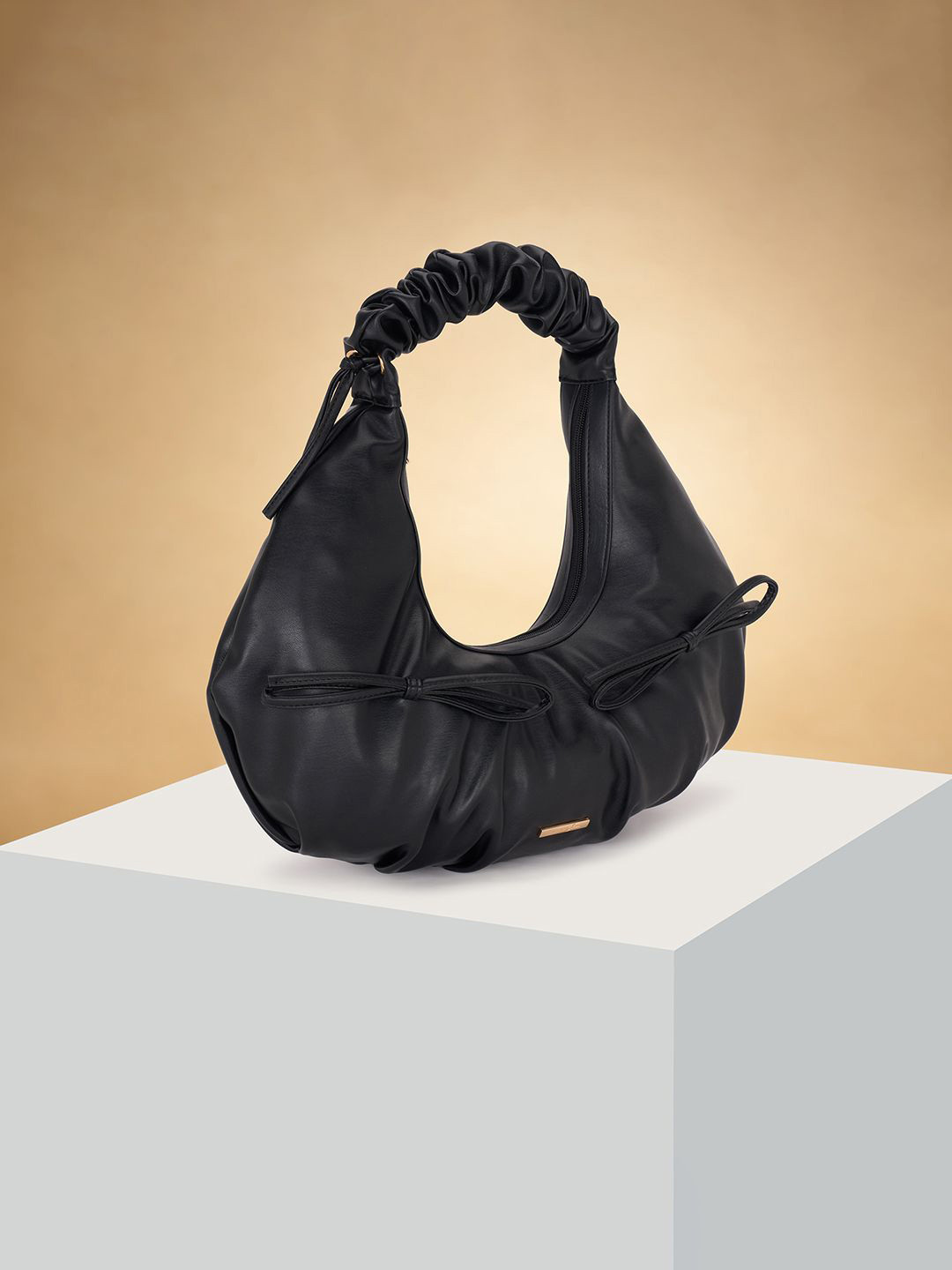 Forever Glam by Pantaloons Women Solid Half Moon Hobo Bag