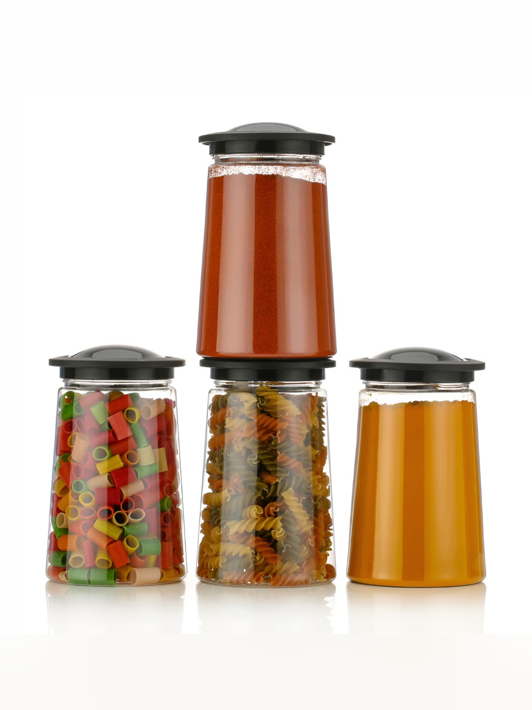 Hashone Black Plastic Easy To Clean 4 Piece Clip-On Canister-1.1L