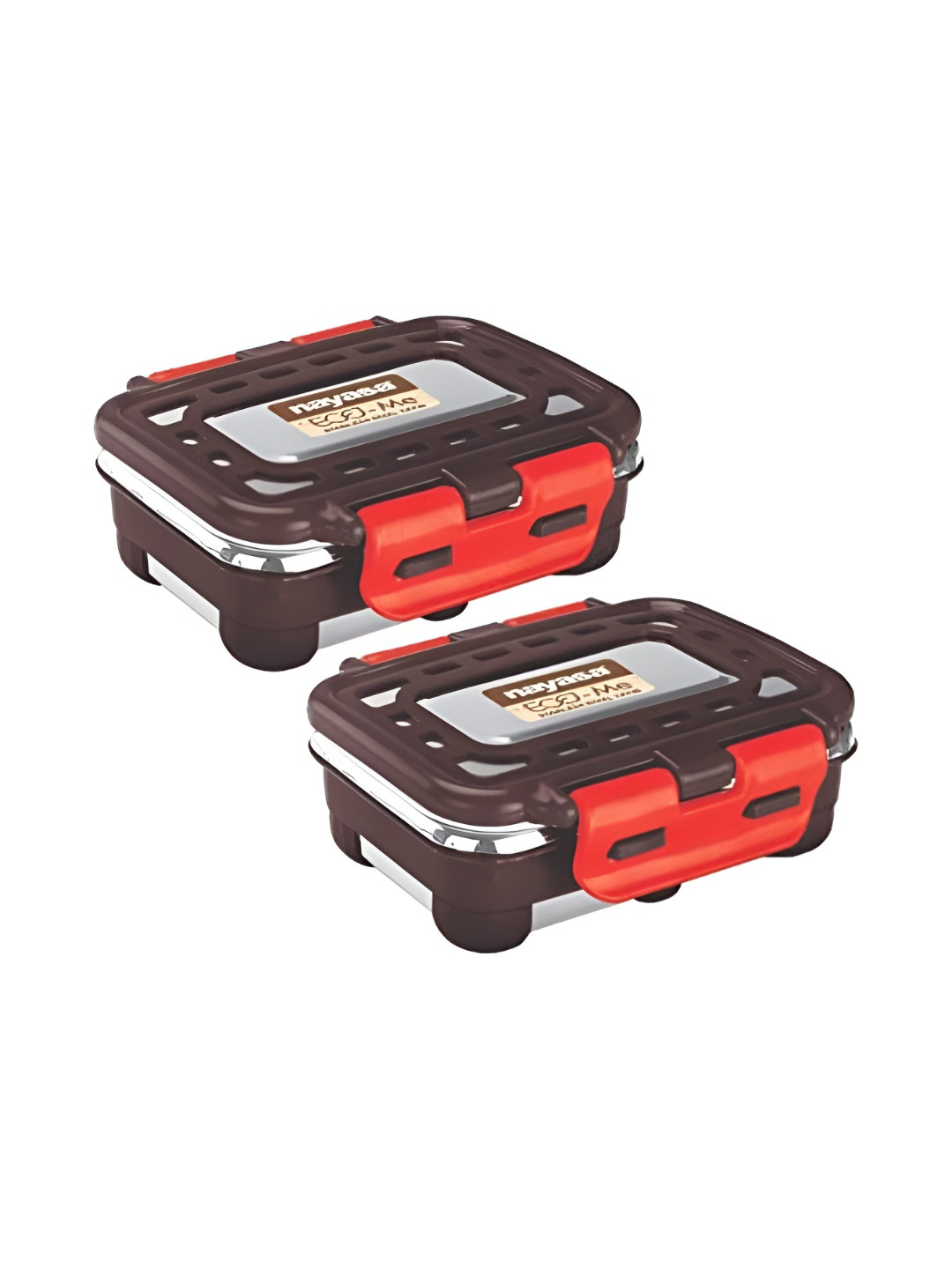 Nayasa Eco Me Brown Stainless Steel Easy To Clean 2 Piece Clip-On Canister-160ml