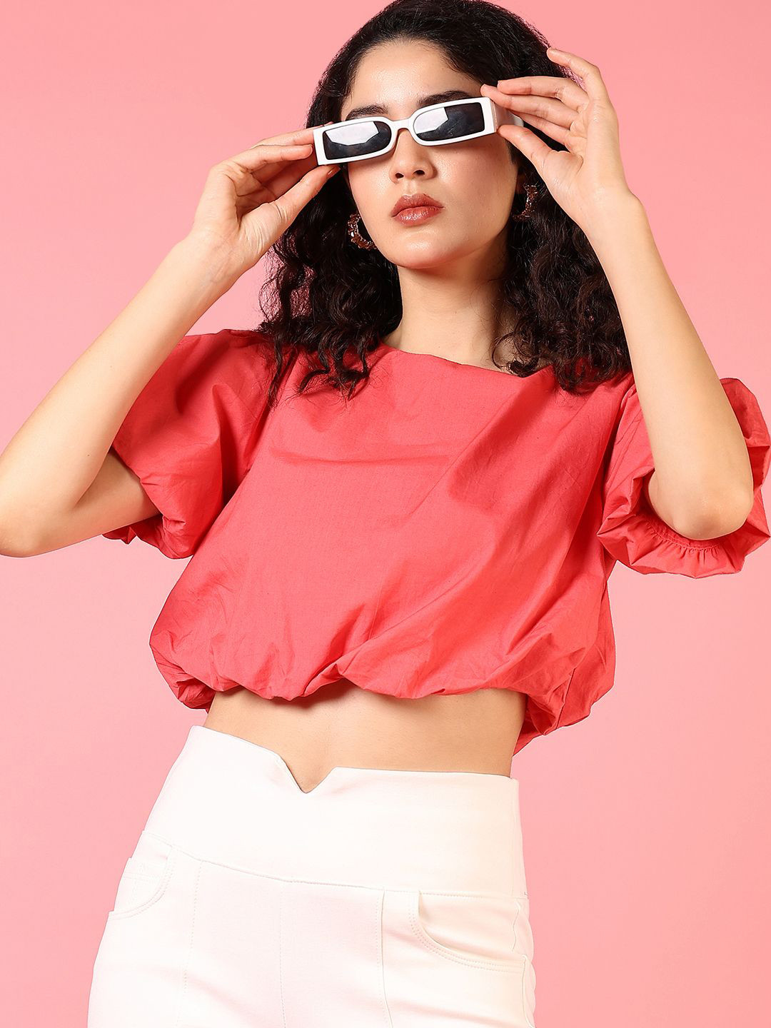 V-Mart Kimono Sleeve Cotton Crop Top