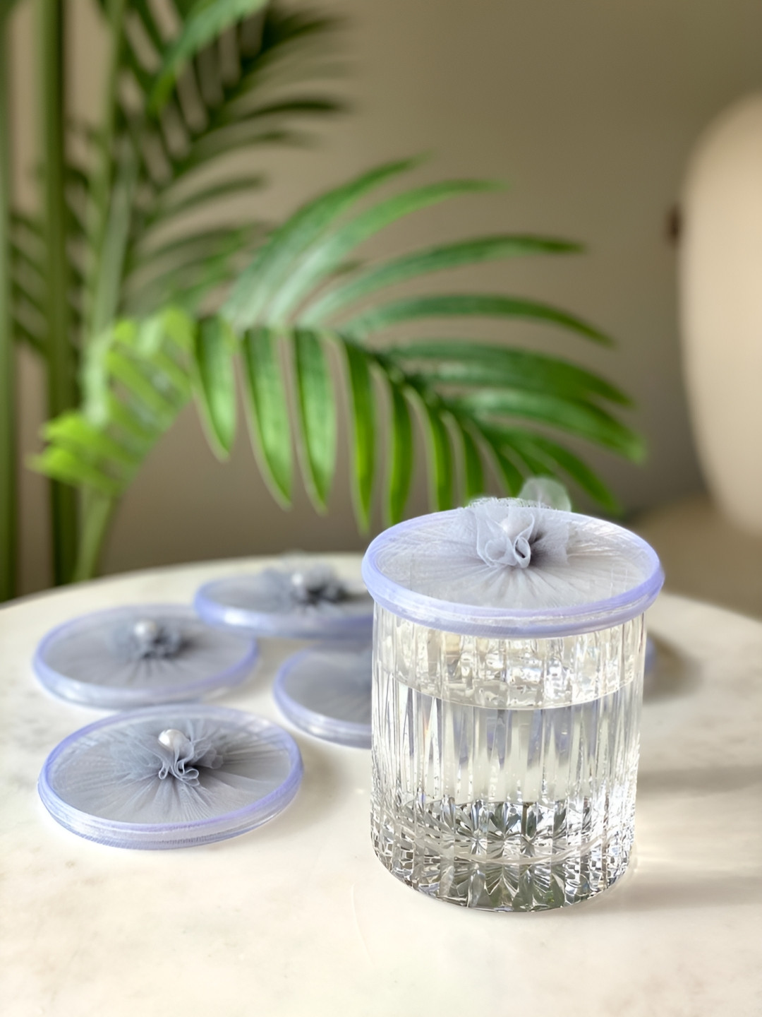 Mason Home Grey 6 Pieces Textured Mesh Glass Cover Coasters