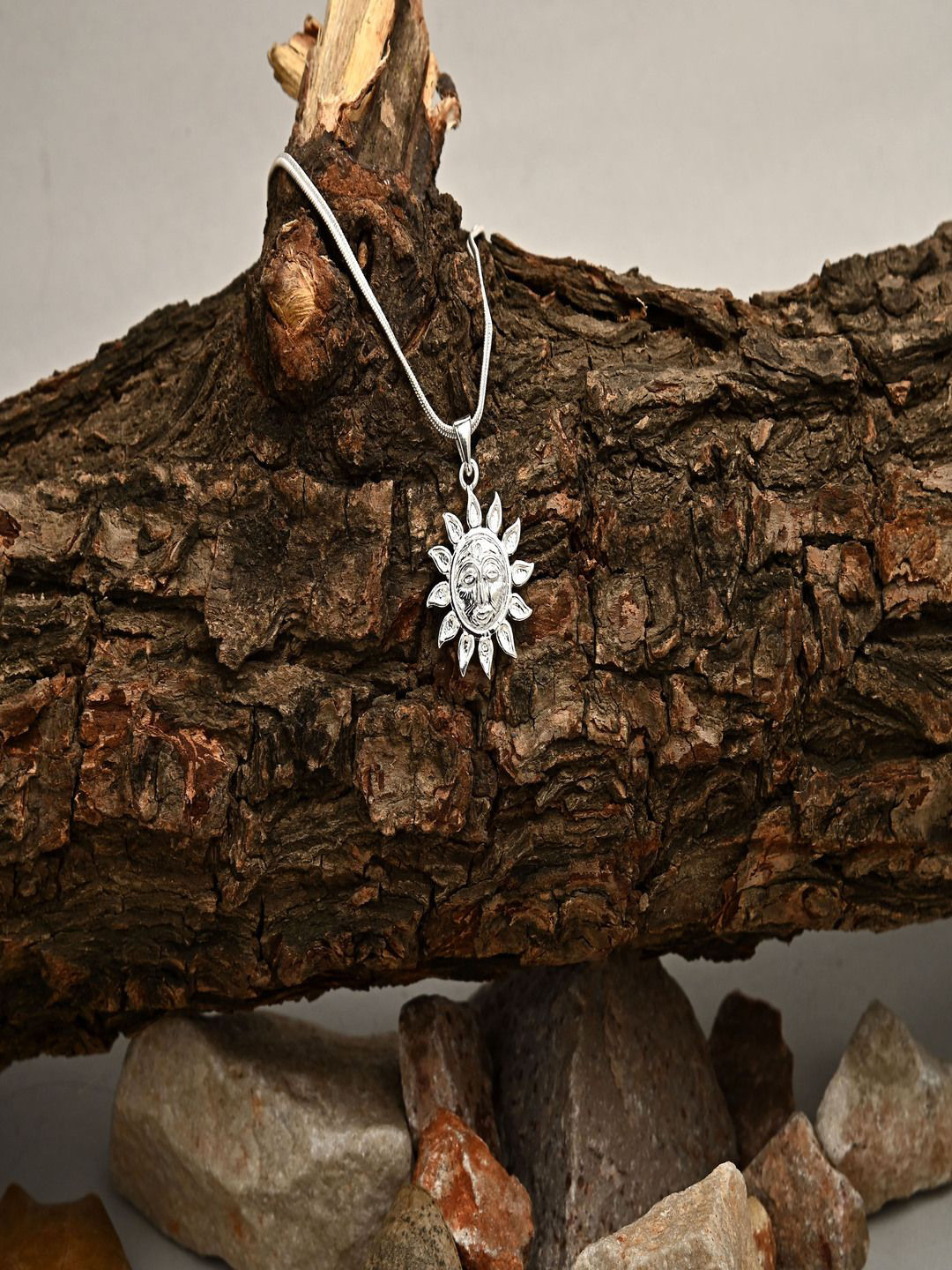 Paavni 925 Sterling Silver Circular Shaped Shree Surya Pendant