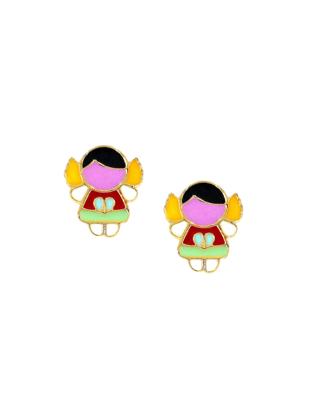 BHIMA 22K BIS Hallmark 916 Purity Yellow Gold Enamel Animated Kids Earring