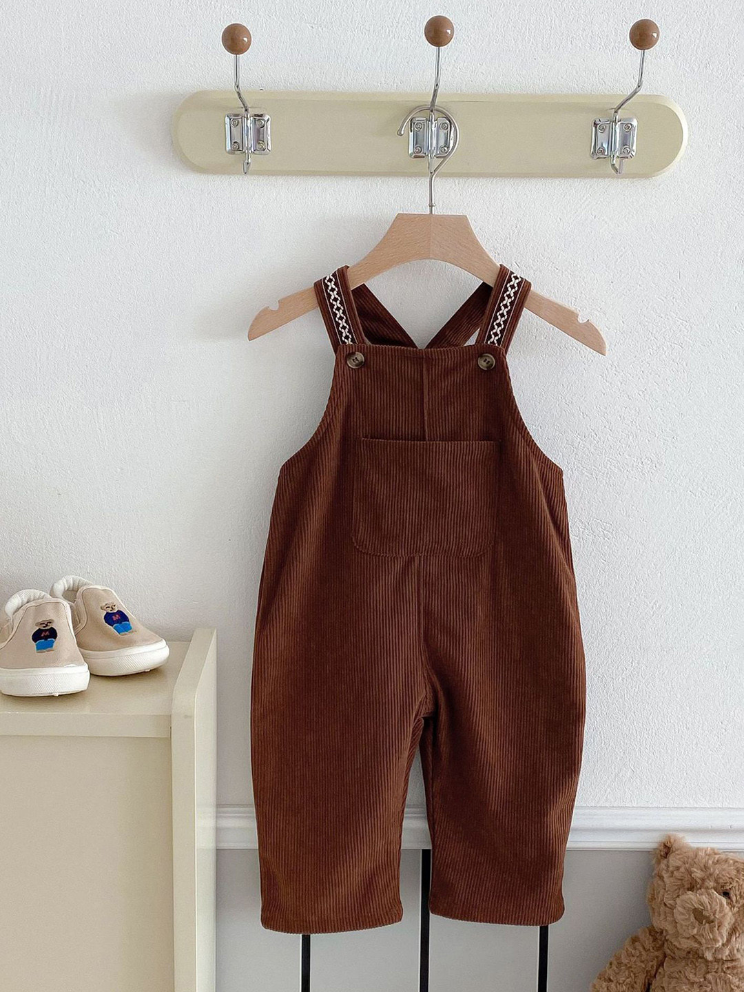 LULU & SKY Kids Slim Fit Patch Pocket Dungaree