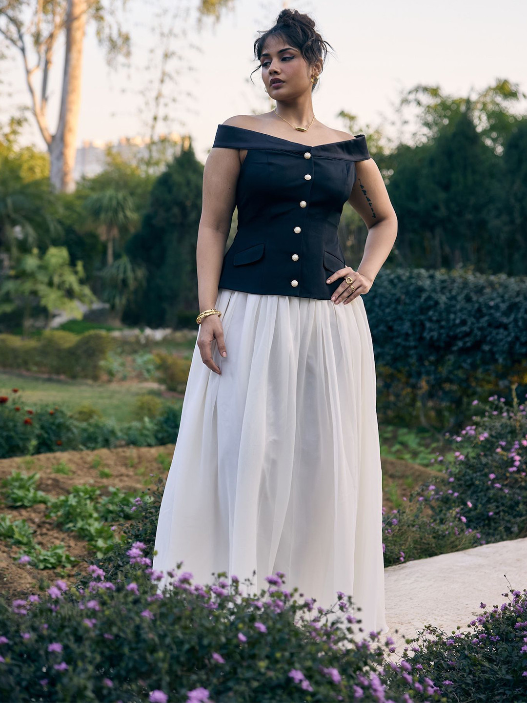 Lea Clothing Co. Women Tyga White Flowy Maxi Skirt