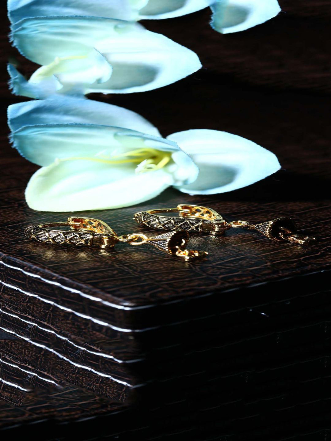 Anouk Gold-Plated Conetemporary Shaped Artificial Beaded Drop Earrings