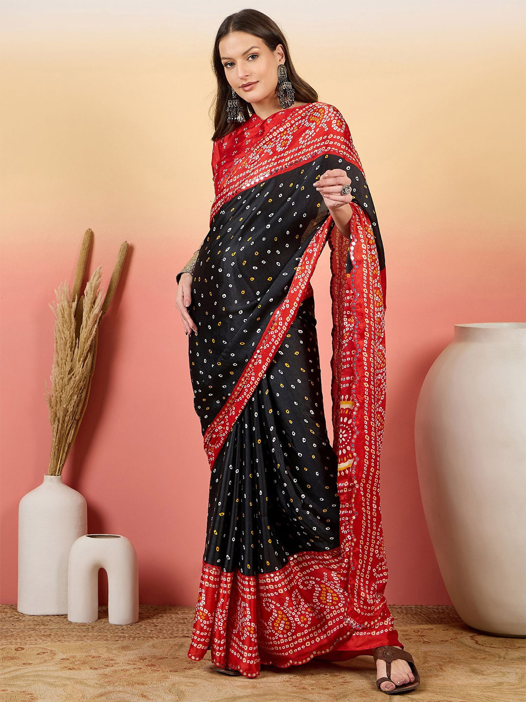Sangria Bandhani Saree With Blouse