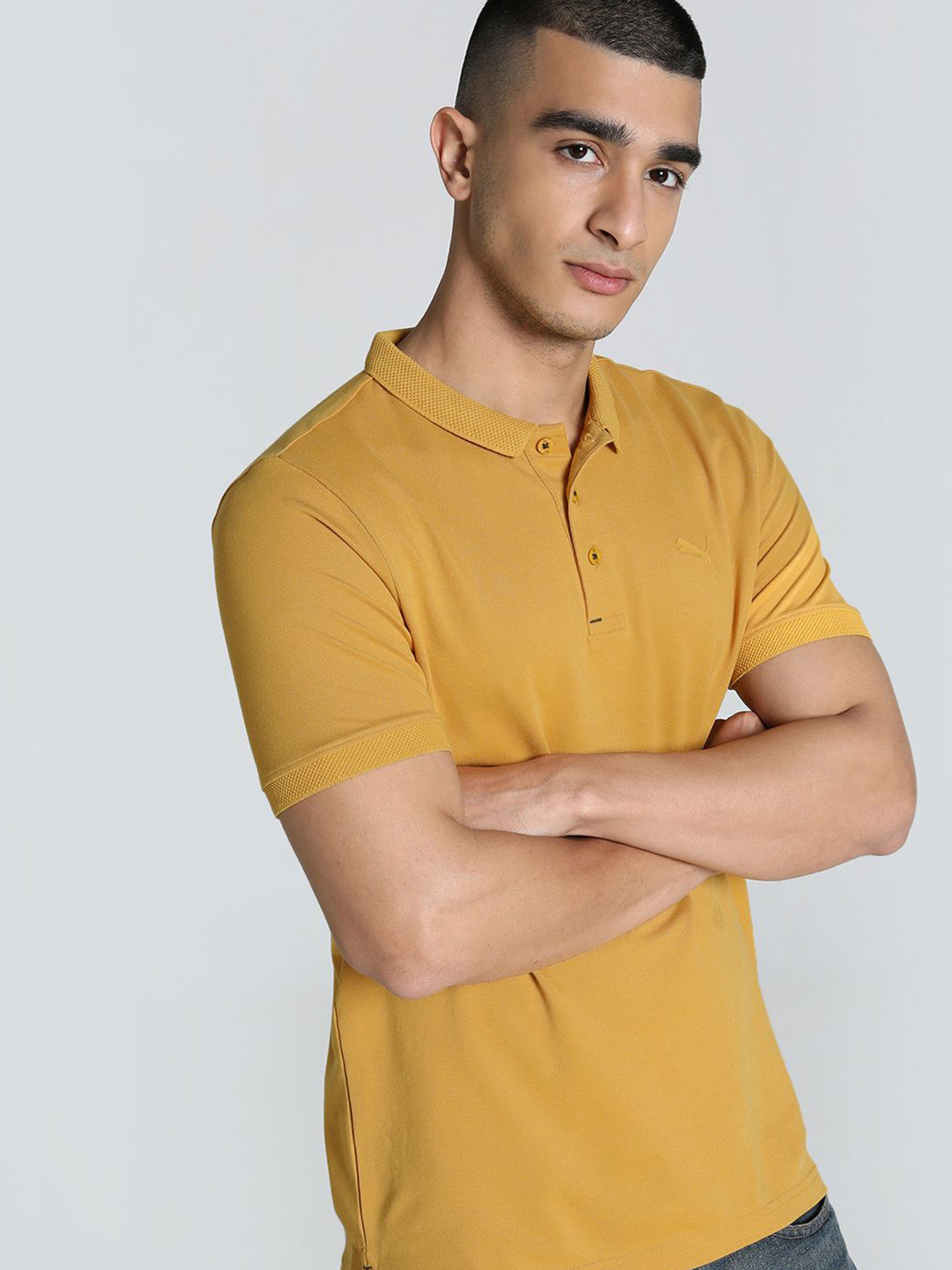 Puma Wardobe Ess Jqrd Pure Cotton Slim Fit Short Sleeve T-Shirt